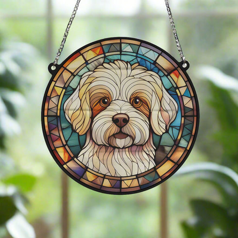 Bichon Frise Stained Glass Effect Suncatcher